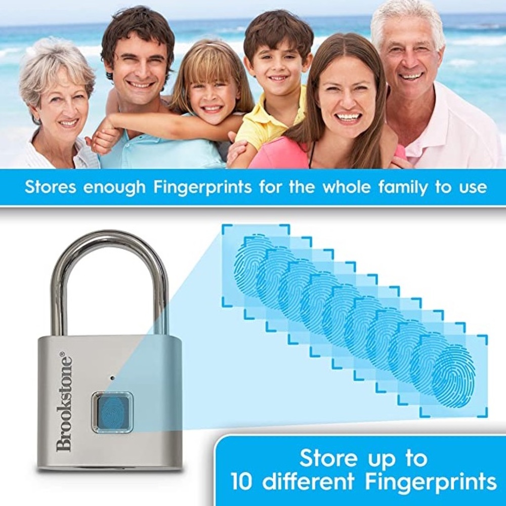NIB BROOKSTONE Keyless Fingerprint Lock - Picture 7 of 11
